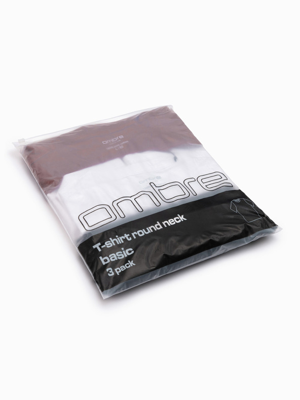 Ombre Clothing Férfi pamut BASIC pólök kerek nyakkivágással - fekete/fehér/sötét vörös V6 OM-TSBS-0268 Ombre Clothing