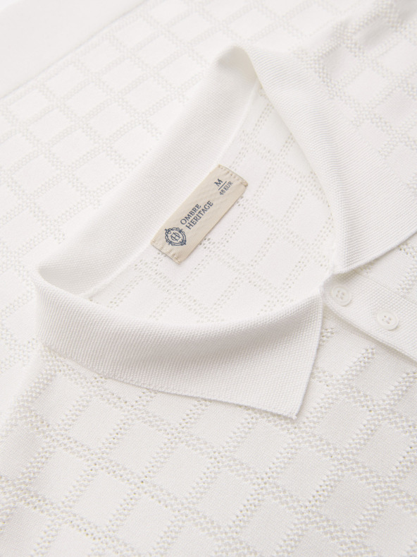 Ombre Clothing Férfi viszkóz áttört pólóing - fehér V1 OM-POSS-0168 Ombre Clothing