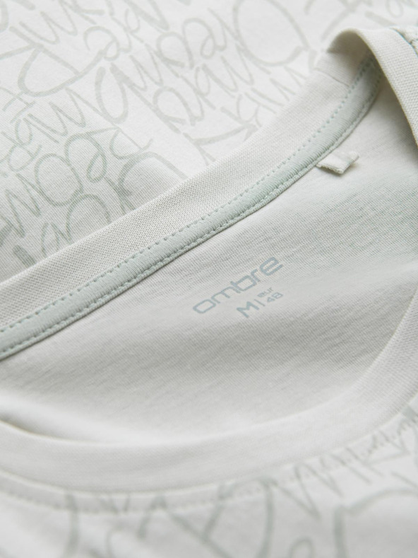 Ombre Clothing Férfi pamut pólö betű nyomattal és zsebvel - sárgászöld V4 S2042 Ombre Clothing