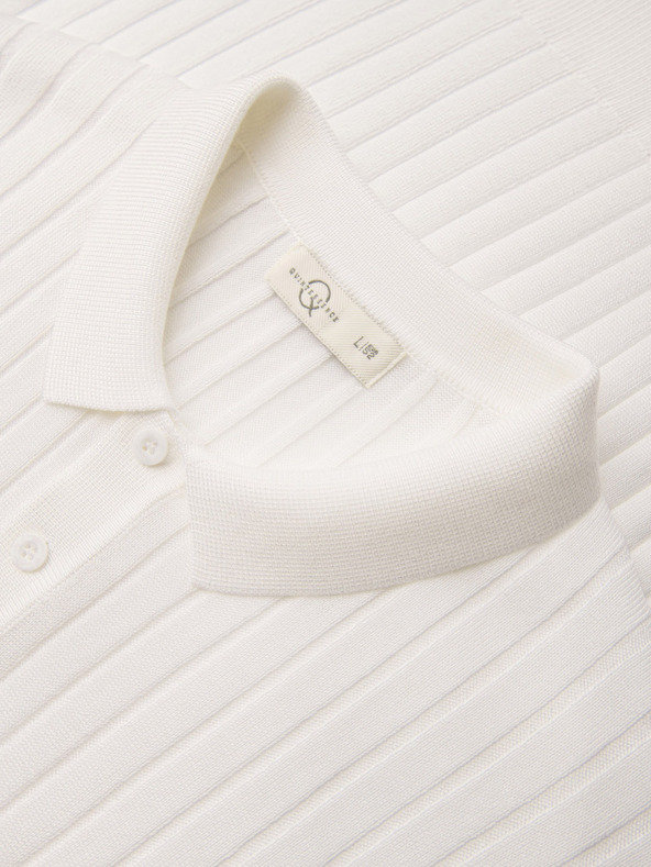 Ombre Clothing Férfi pólóing SLIM FIT viszkózból függőleges csíkokkal - broken white V3 OM-POSS-0169 Ombre Clothing