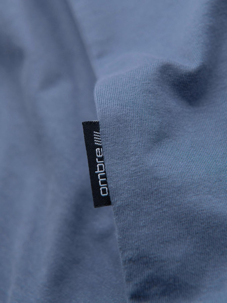 Ombre Clothing Férfi pamut BASIC pólö kerek nyakkivágással - fehér/grafit/kék denim V8 OM-TSBS-0268 Ombre Clothing