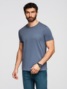 Ombre Clothing Férfi pamut BASIC pólö kerek nyakkivágással - fehér/grafit/kék denim V8 OM-TSBS-0268 Ombre Clothing