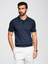 Ombre Clothing Férfi viszkóz áttört pólóing - sötét kék V2 OM-POSS-0168 Ombre Clothing