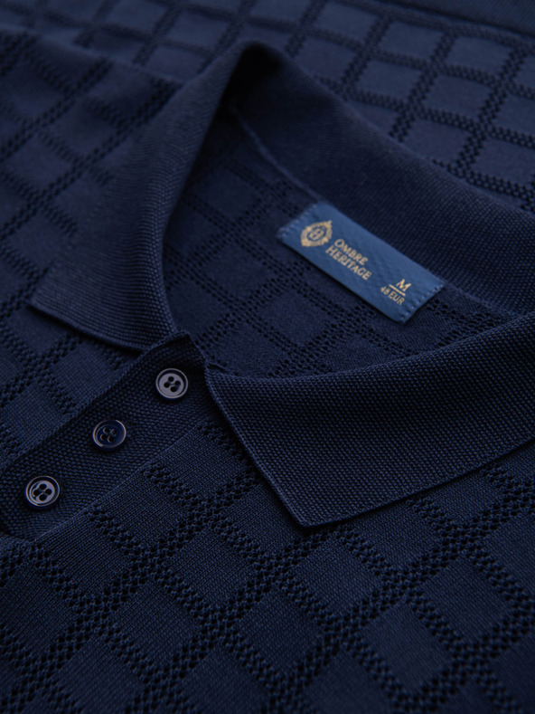 Ombre Clothing Férfi viszkóz áttört pólóing - sötét kék V2 OM-POSS-0168 Ombre Clothing