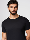 Ombre Clothing Férfi pamut BASIC pólö kerek nyakkivágással - 3x fekete V9 OM-TSBS-0268 (3x BLACK) Ombre Clothing