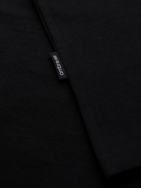 Ombre Clothing Férfi pamut BASIC pólö kerek nyakkivágással - 3x fekete V9 OM-TSBS-0268 (3x BLACK) Ombre Clothing