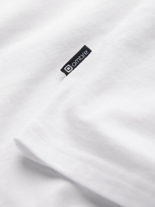 Ombre Clothing Férfi pólö V nyakkivágással és elasztánnal - fehér V1 S2040 Ombre Clothing