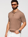 Ombre Clothing Férfi pólóing SLIM FIT viszkózból függőleges csíkokkal - világos barna V5 OM-POSS-0169 Ombre Clothing