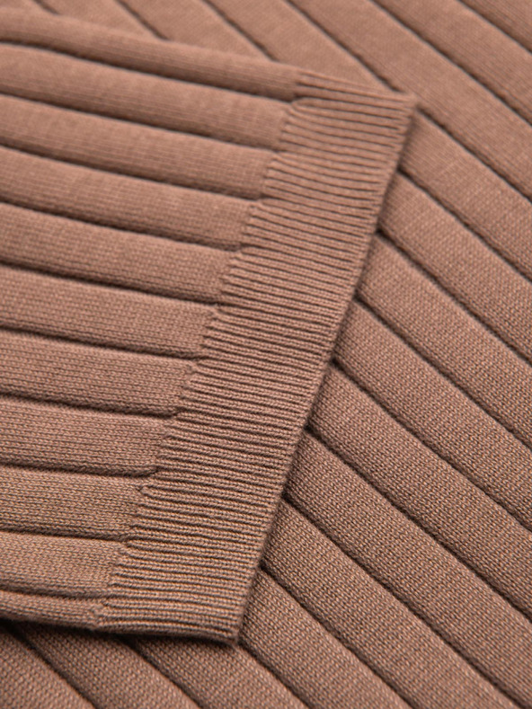 Ombre Clothing Férfi pólóing SLIM FIT viszkózból függőleges csíkokkal - világos barna V5 OM-POSS-0169 Ombre Clothing