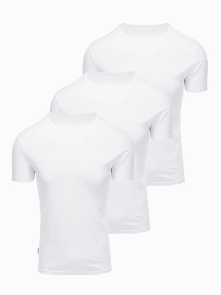Ombre Clothing Férfi pamut BASIC pólö kerek nyakkivágással - 3x fehér V11 OM-TSBS-0268 (3x FEHÉR) Ombre Clothing