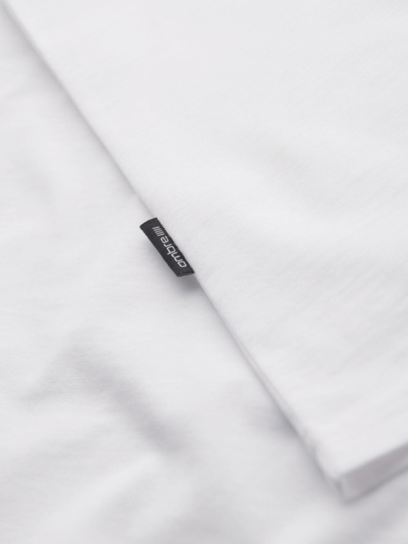 Ombre Clothing Férfi pamut BASIC pólö V nyakkivágással - szürkészöld/fehér/bézs V14 OM-TSBS-0281 Ombre Clothing