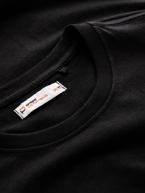 Ombre Clothing Férfi pamut pólö kontrasztos kétszínú nyomattal - fekete V1 OM-TSPT-0219 Ombre Clothing