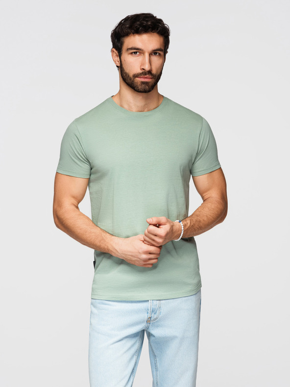 Ombre Clothing Férfi pamut ing szett BASIC kerek nyakkivágással - szürkészöld/fehér/bézs V14 OM-TSBS-0268 Ombre Clothing