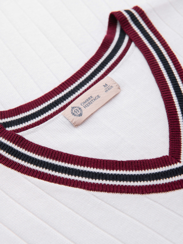 Ombre Clothing Férfi viszkóz pólö V nyakkivágással - fehér V1 OM-TSCT-0266 Ombre Clothing