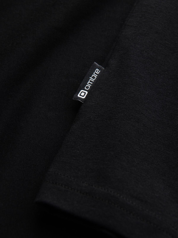 Ombre Clothing Férfi pólö V nyakkivágással és elasztánnal - fekete V3 S2040 Ombre Clothing