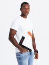 Ombre Clothing Férfi pamut pólö kontrasztos kétszínú nyomattal - fehér V2 OM-TSPT-0219 Ombre Clothing