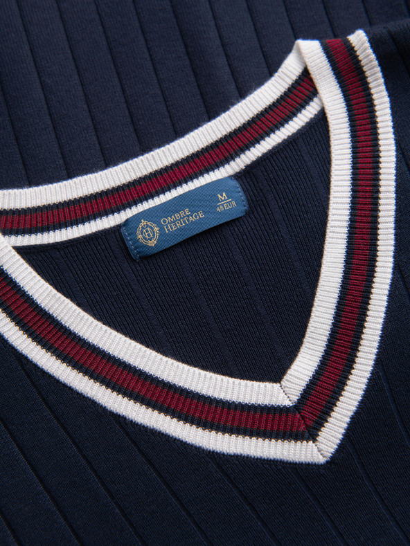 Ombre Clothing Férfi viszkóz pólö kígyó mintás nyakkivágással - sötét kék V2 OM-TSCT-0266 Ombre Clothing