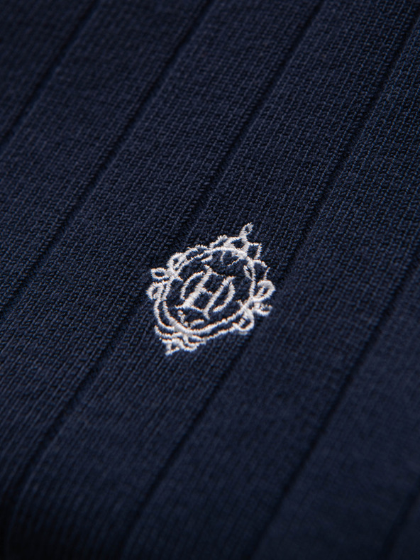 Ombre Clothing Férfi viszkóz pólö kígyó mintás nyakkivágással - sötét kék V2 OM-TSCT-0266 Ombre Clothing