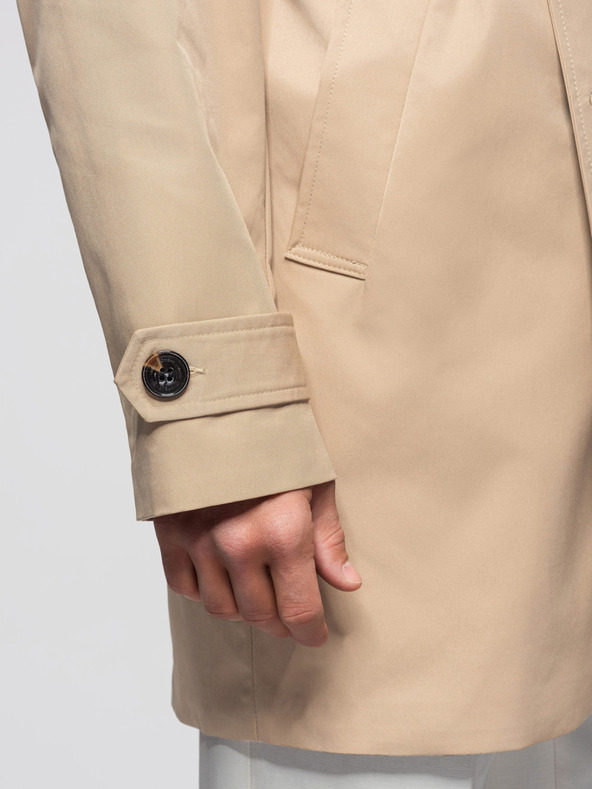 Ombre Clothing Elegáns férfi kétsorú kabát SLIM FIT övvel - bézs V1 OM-COLC-0146 Ombre Clothing