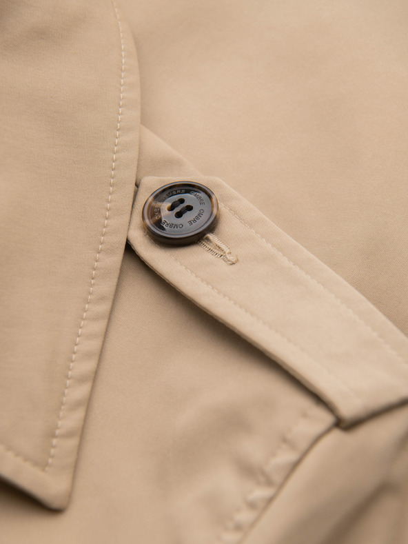 Ombre Clothing Elegáns férfi kétsorú kabát SLIM FIT övvel - bézs V1 OM-COLC-0146 Ombre Clothing