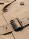 Ombre Clothing Elegáns férfi kétsorú kabát SLIM FIT övvel - bézs V1 OM-COLC-0146 Ombre Clothing