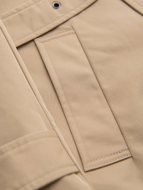 Ombre Clothing Elegáns férfi kétsorú kabát SLIM FIT övvel - bézs V1 OM-COLC-0146 Ombre Clothing