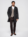 Ombre Clothing Férfi kétsorú elegáns kabát SLIM FIT övvel - fekete V2 OM-COLC-0146 Ombre Clothing