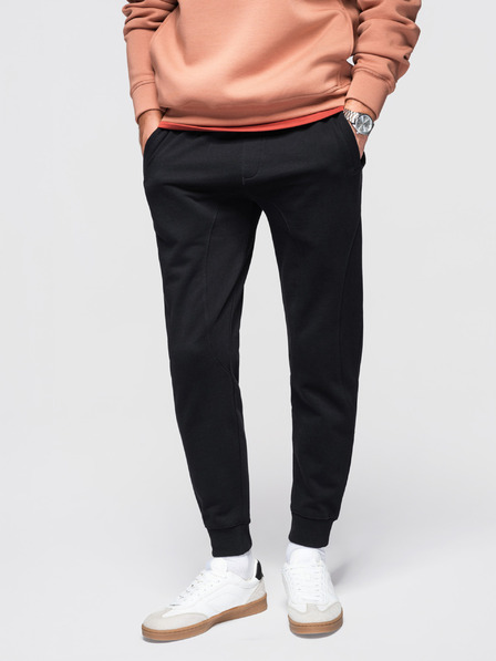 Ombre Clothing Férfi BASIC melegítő bordázott szárral - fekete V5 OM-PABS-0305 Ombre Clothing