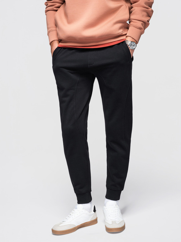 Ombre Clothing Férfi BASIC melegítő bordázott szárral - fekete V5 OM-PABS-0305 Ombre Clothing