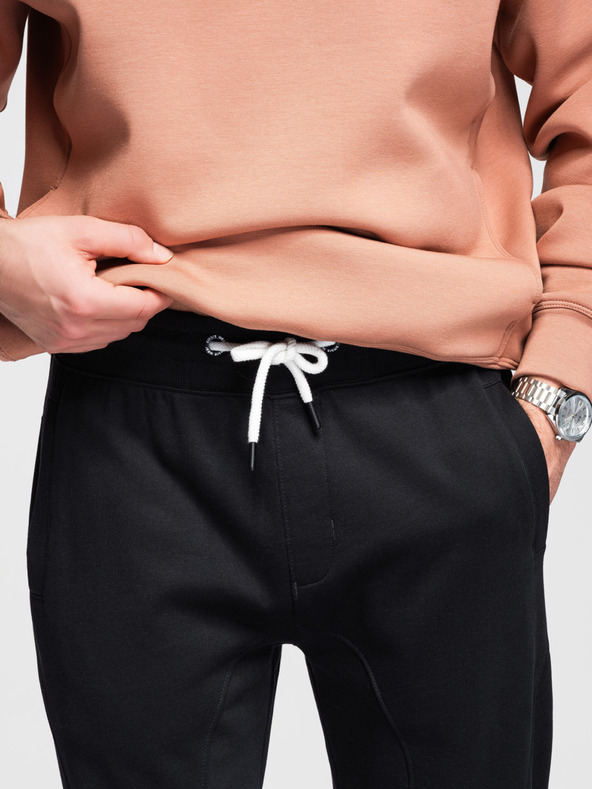 Ombre Clothing Férfi BASIC melegítő bordázott szárral - fekete V5 OM-PABS-0305 Ombre Clothing