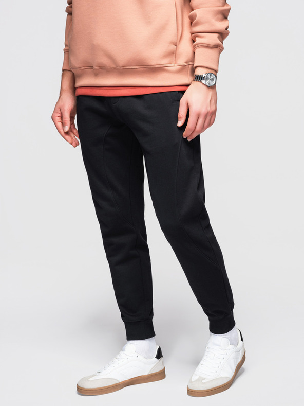 Ombre Clothing Férfi BASIC melegítő bordázott szárral - fekete V5 OM-PABS-0305 Ombre Clothing