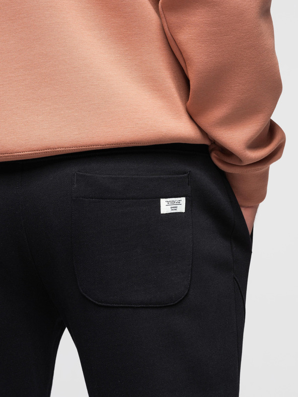 Ombre Clothing Férfi BASIC melegítő bordázott szárral - fekete V5 OM-PABS-0305 Ombre Clothing