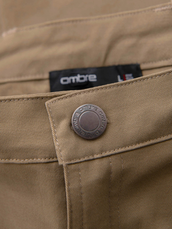 Ombre Clothing Férfi nadrág egyenes szárral és zipzáras zsebekkal - khaki V3 P1517 Ombre Clothing