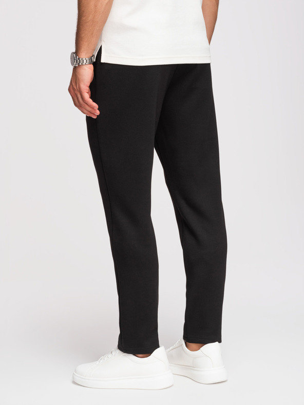 Ombre Clothing Férfi melegítő egyenes szárral sima kötésből - fekete V1 OM-PSBC-0221 Ombre Clothing