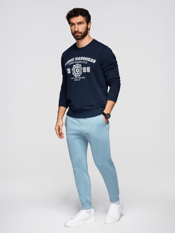 Ombre Clothing Férfi BASIC melegítő bordázott szárral - kék V7 OM-PABS-0305 Ombre Clothing