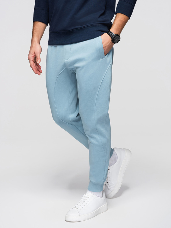 Ombre Clothing Férfi BASIC melegítő bordázott szárral - kék V7 OM-PABS-0305 Ombre Clothing