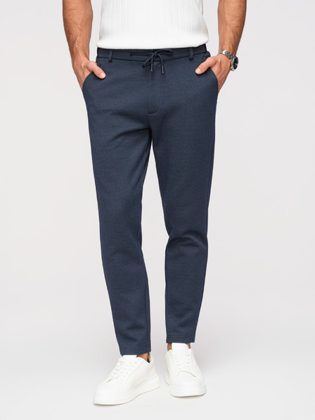 Ombre Clothing Férfi lezser nadrág CARROT FIT jacquard kötésből - sötétkék V1 OM-PACP-0292 Ombre Clothing