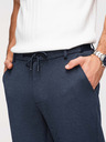 Ombre Clothing Férfi lezser nadrág CARROT FIT jacquard kötésből - sötétkék V1 OM-PACP-0292 Ombre Clothing