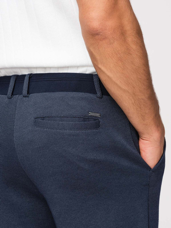 Ombre Clothing Férfi lezser nadrág CARROT FIT jacquard kötésből - sötétkék V1 OM-PACP-0292 Ombre Clothing