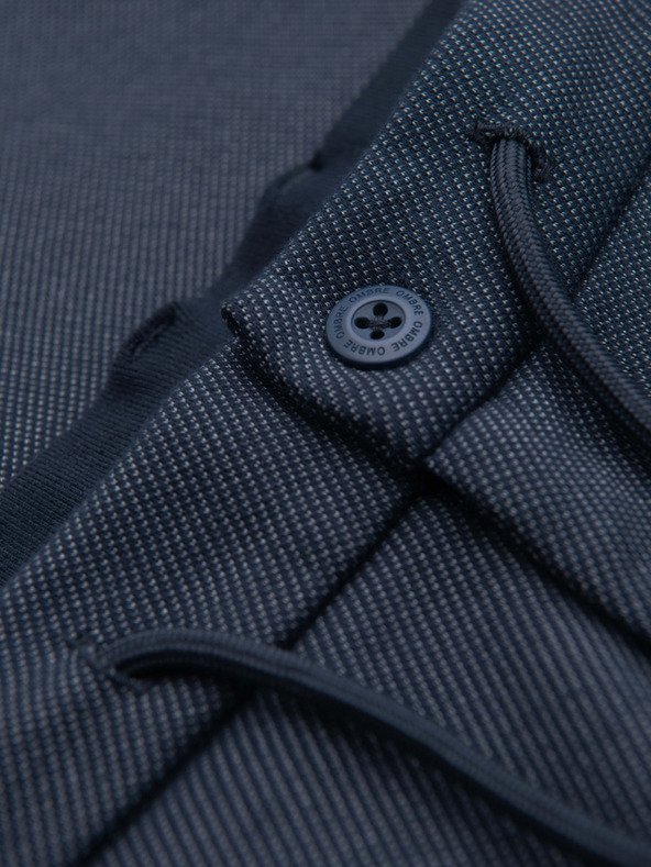 Ombre Clothing Férfi lezser nadrág CARROT FIT jacquard kötésből - sötétkék V1 OM-PACP-0292 Ombre Clothing