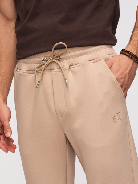 Ombre Clothing Férfi melegítő egyenes szárral sima kötésből - bézs V3 OM-PSBC-0221 Ombre Clothing