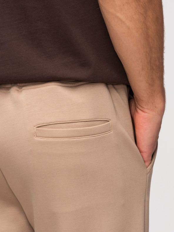 Ombre Clothing Férfi melegítő egyenes szárral sima kötésből - bézs V3 OM-PSBC-0221 Ombre Clothing