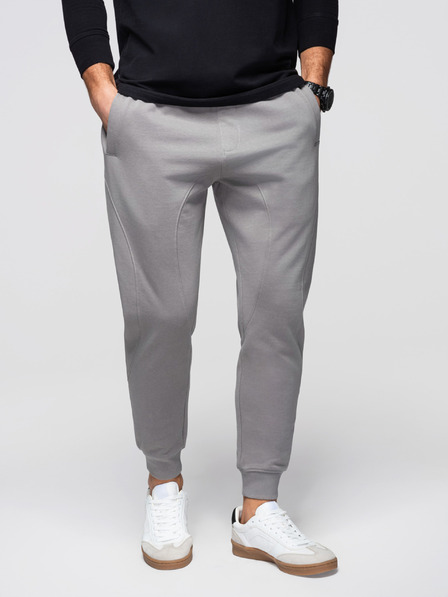 Ombre Clothing Férfi BASIC melegítő bordázott szárral - szürke V8 OM-PABS-0305 Ombre Clothing