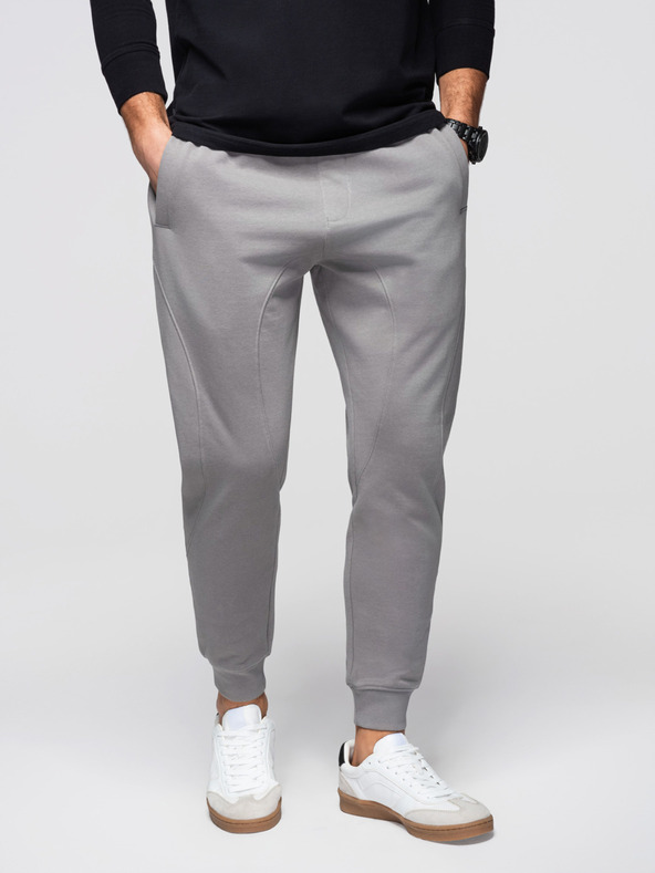 Ombre Clothing Férfi BASIC melegítő bordázott szárral - szürke V8 OM-PABS-0305 Ombre Clothing