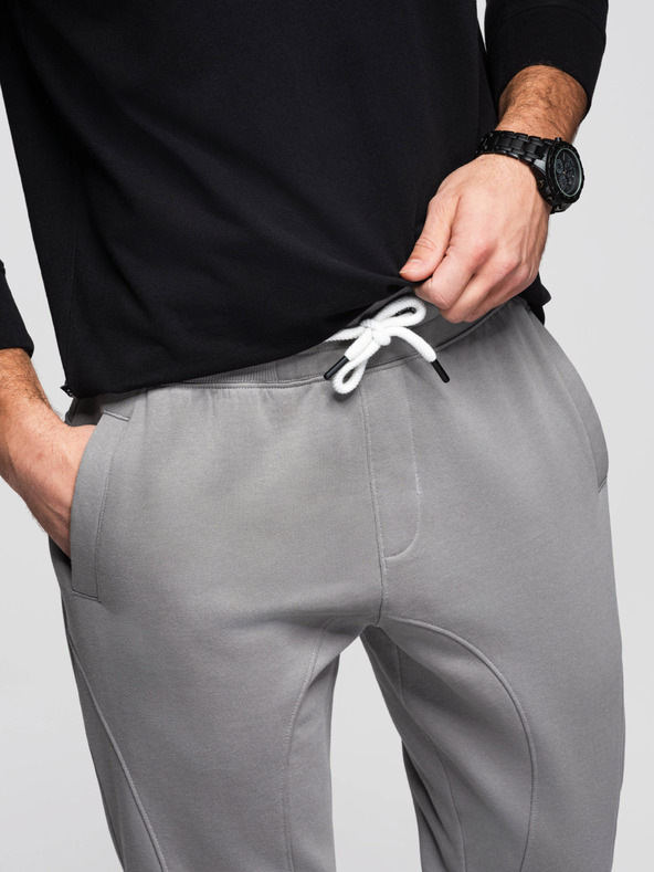 Ombre Clothing Férfi BASIC melegítő bordázott szárral - szürke V8 OM-PABS-0305 Ombre Clothing