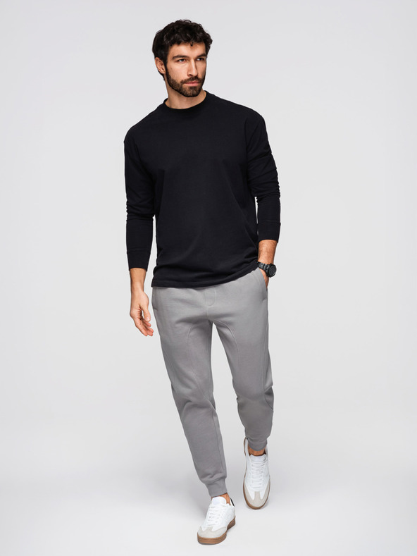 Ombre Clothing Férfi BASIC melegítő bordázott szárral - szürke V8 OM-PABS-0305 Ombre Clothing