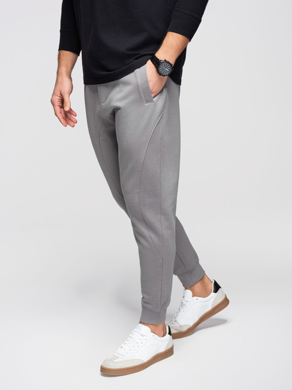 Ombre Clothing Férfi BASIC melegítő bordázott szárral - szürke V8 OM-PABS-0305 Ombre Clothing