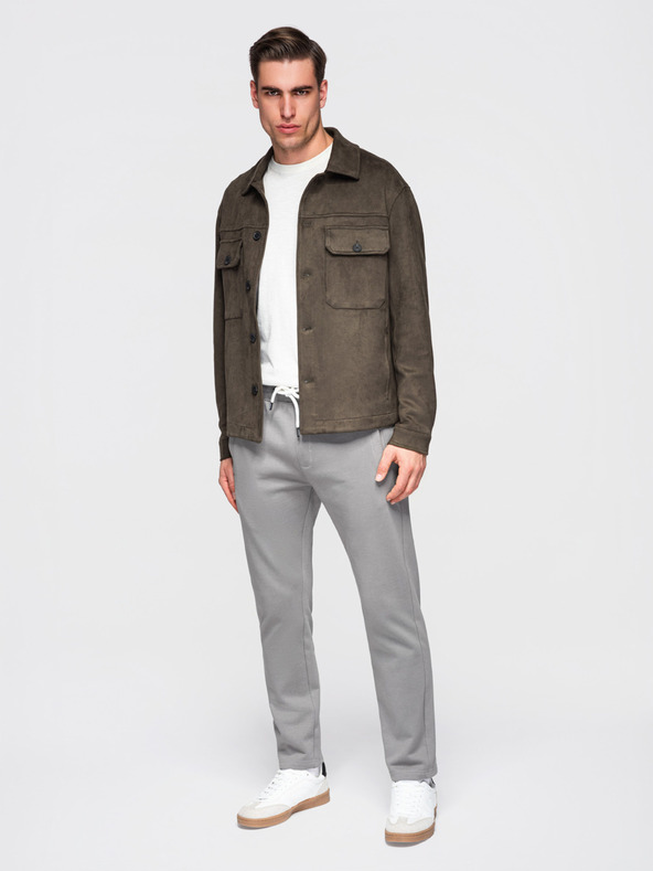 Ombre Clothing Férfi pamut BASIC melegítő nem bélelt szárral - szürke V8 OM-PABS-0304 Ombre Clothing