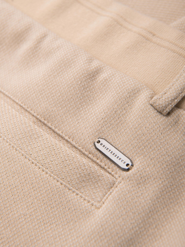 Ombre Clothing Férfi lezser nadrág CARROT FIT jacquard kötésből - bézs V2 OM-PACP-0292 Ombre Clothing