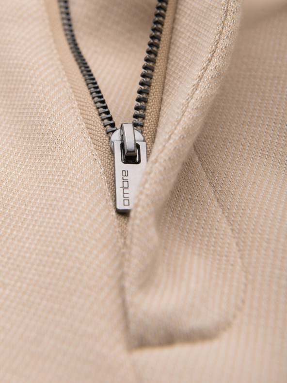 Ombre Clothing Férfi lezser nadrág CARROT FIT jacquard kötésből - bézs V2 OM-PACP-0292 Ombre Clothing